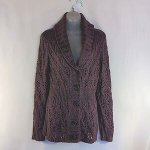 Nordstrom Caslon Purple Alpaca Blend Cardigan Sweater Size LP